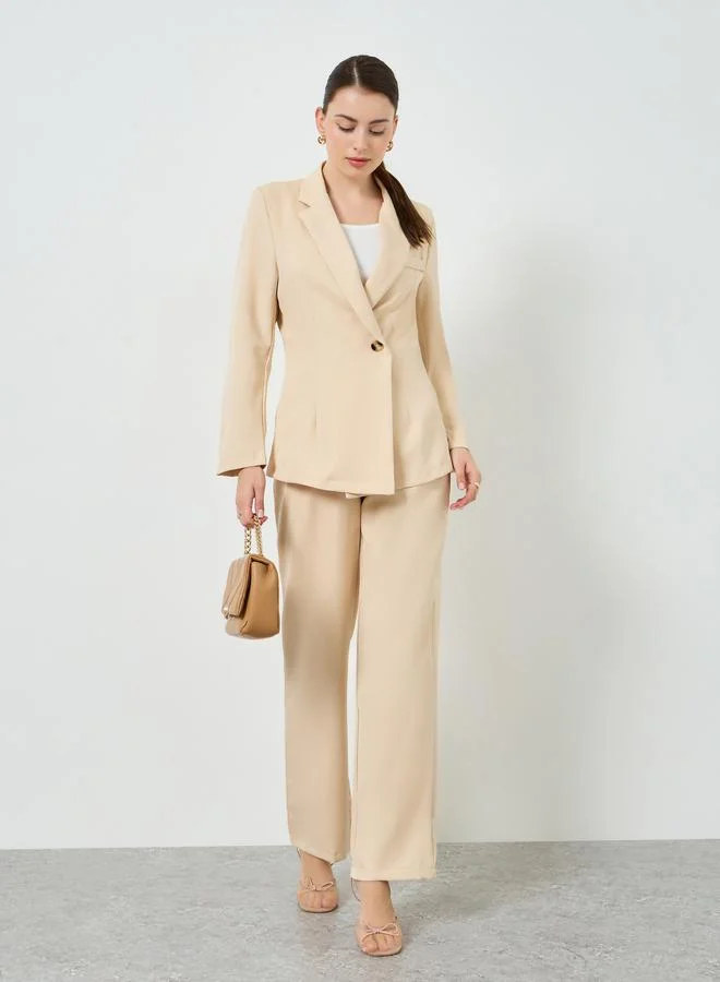 Styli  Women Beige Blazer and Wide Leg Pants Co-Ords for Women | Best Price UAE